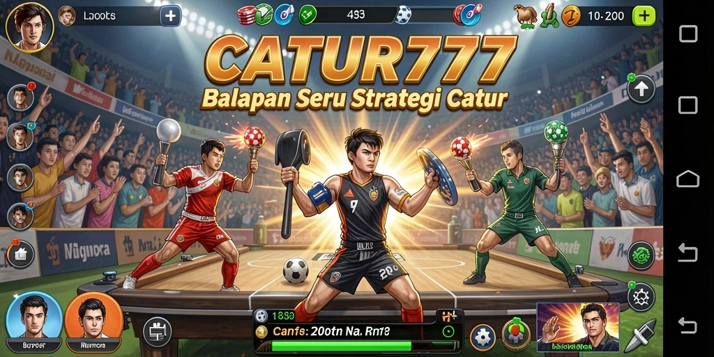 Tampilan gameplay seru di CATUR777 dengan balapan cepat dan strategi catur.