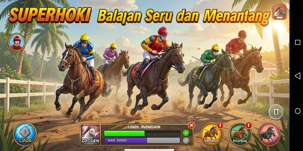 Tampilan gameplay balap yang intens dan penuh aksi di SUPERHOKI.