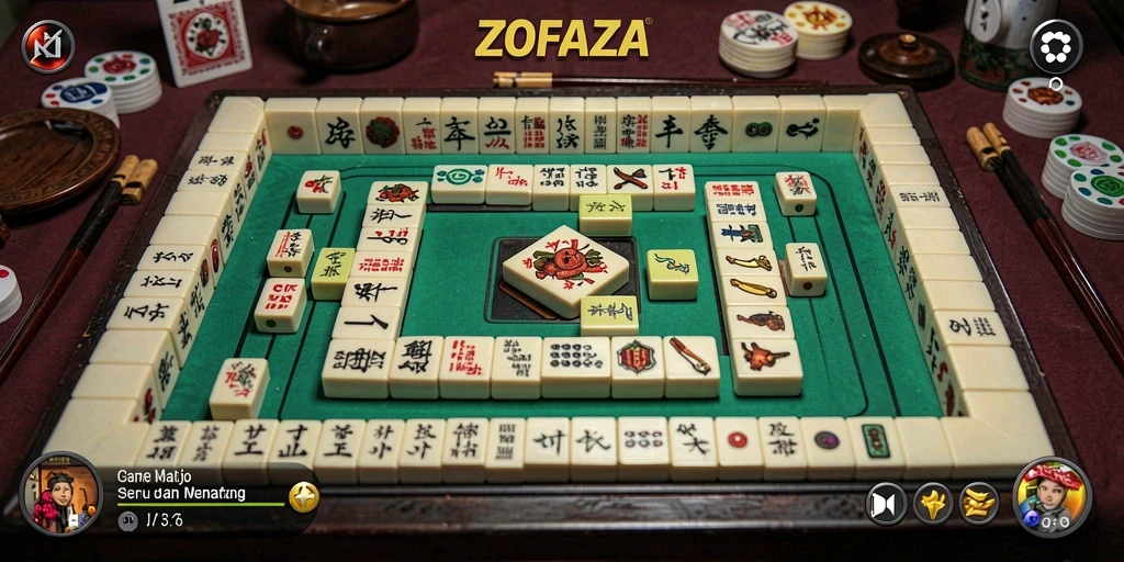 Screenshot gameplay ZOFAZA menampilkan elemen Mahjong yang menarik.